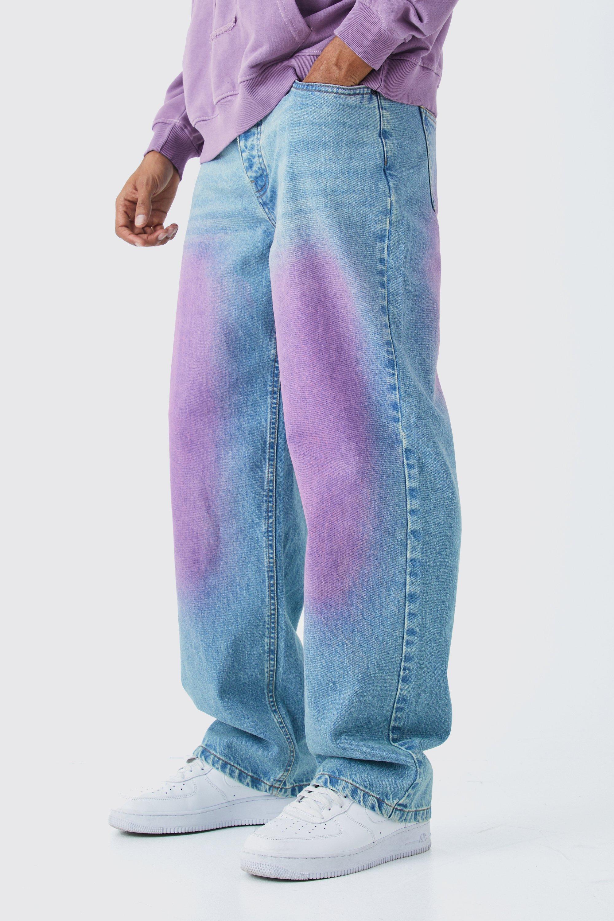 Baggy Rigid Pink Tint Jeans In Antique Blue boohooMAN UK